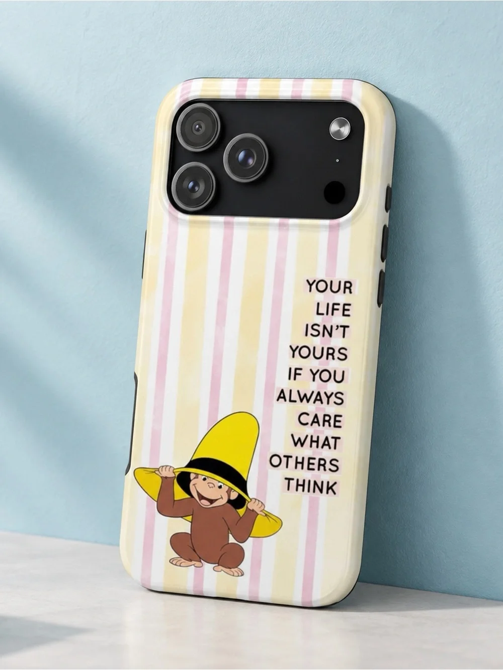 Inspirational Quote Monkey Pink Striped Preppy Aesthetic Tough Phone Case